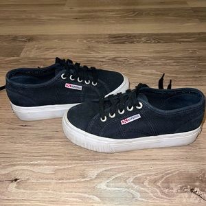 Superga black platform shoes
